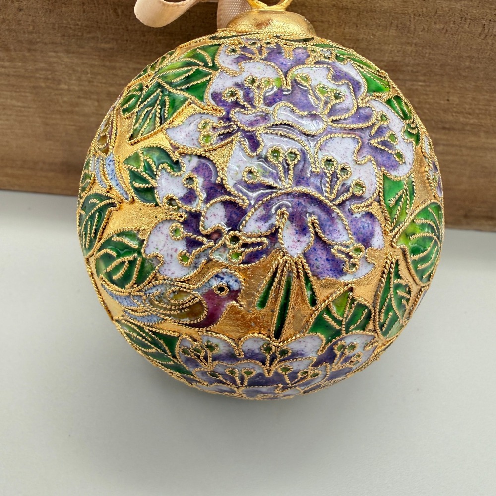 Vintage 1998 NYCO Nicki Yassaman Cloisonne Floral Ball Ornament w/ Tag - Picture 3 of 9